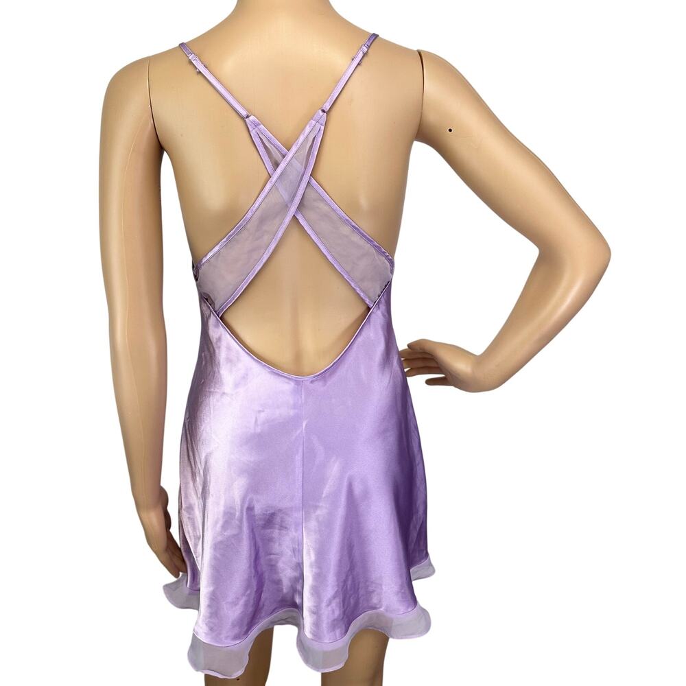 Frederick's Of Hollywood Satin & Lace Chemise Slip Lingerie Lavender Size S - Picture 5 of 9